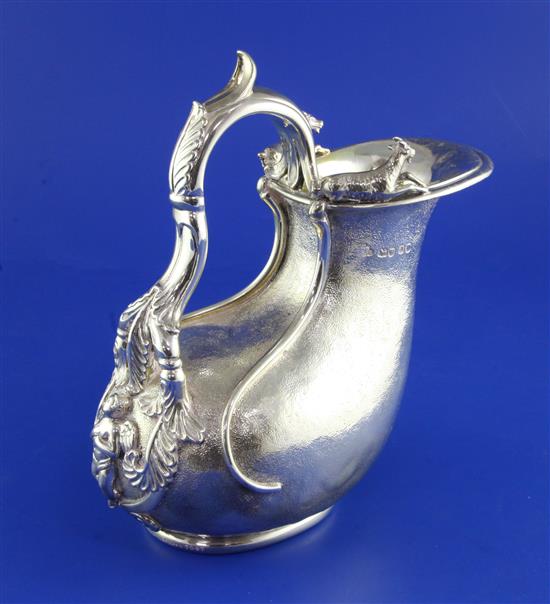 A Victorian textured silver Askos jug by John Samuel Hunt, 30 oz.